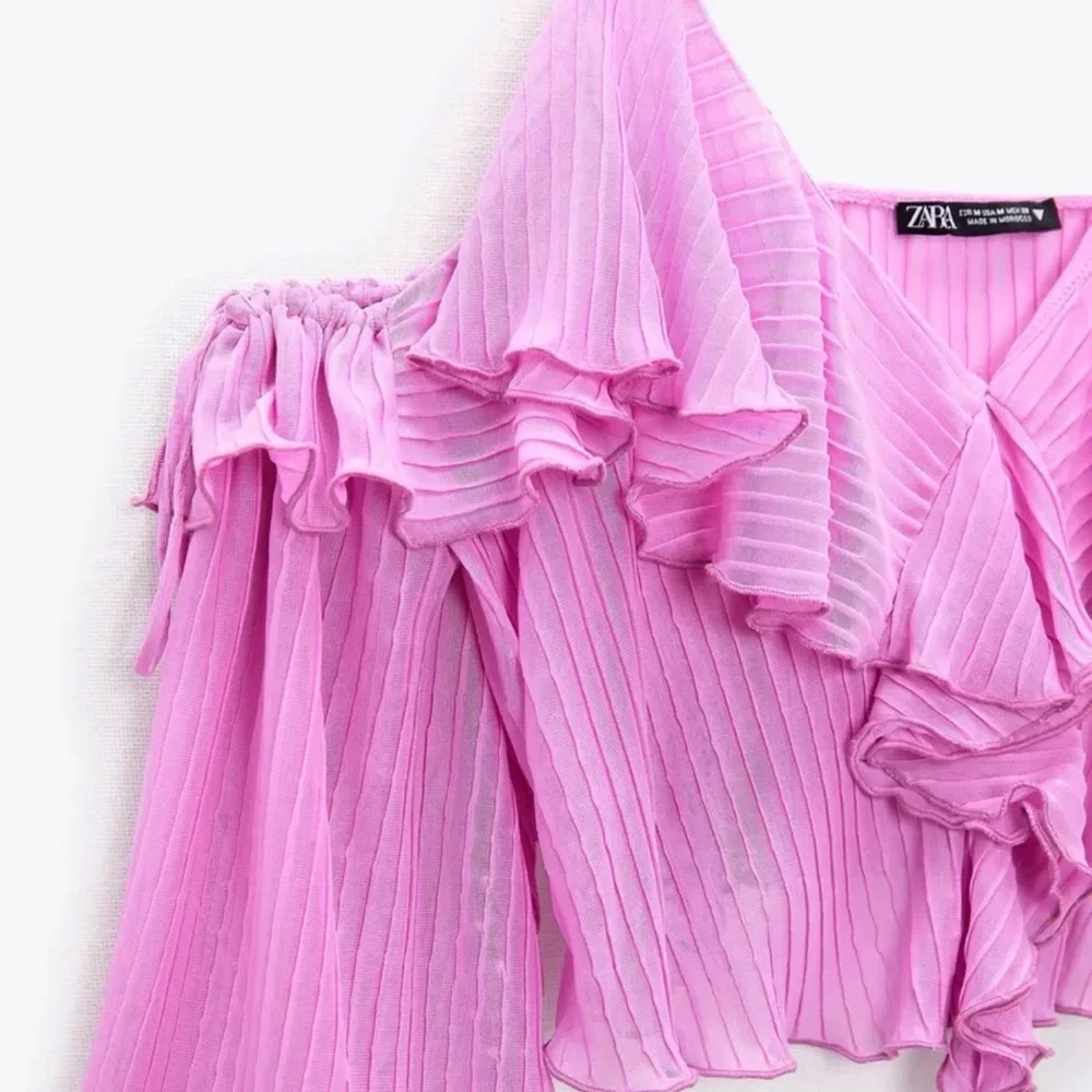 ZARA Ruffled Pleated Top - Picture 3 of 6